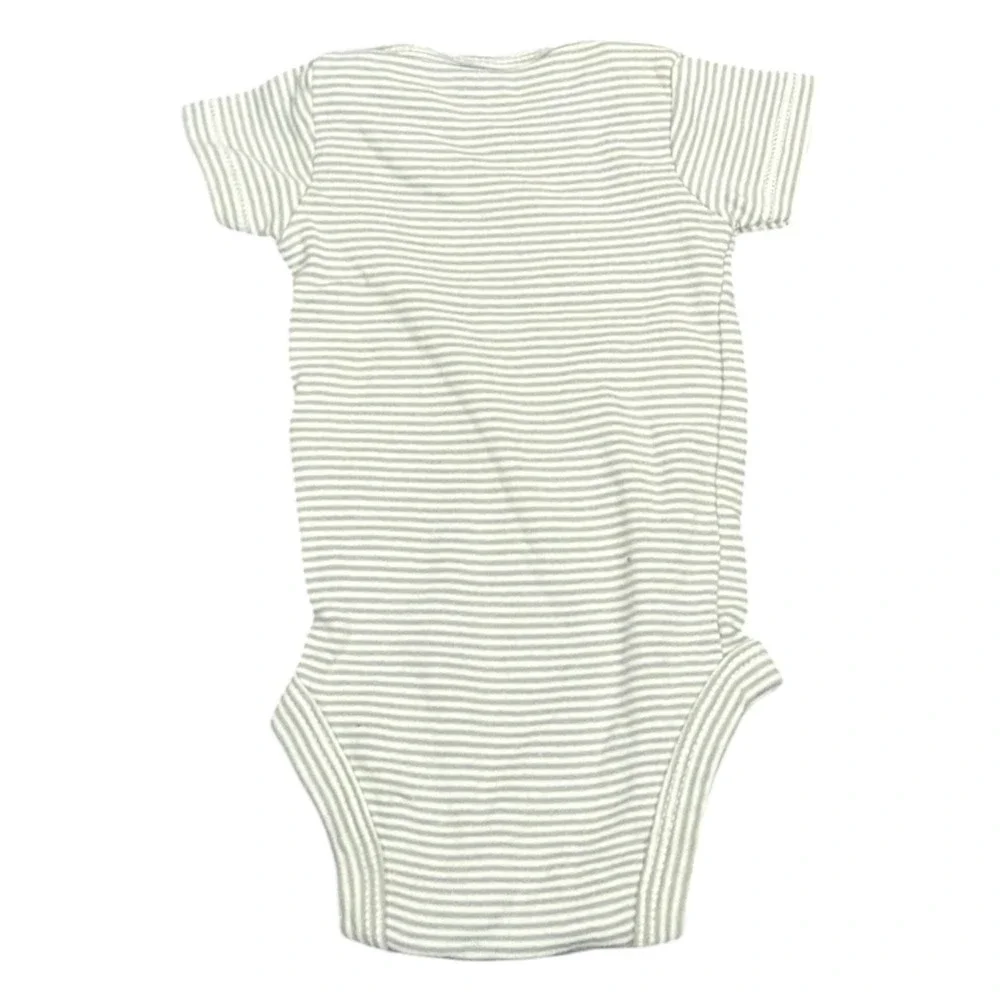 Carters Newborn Bodysuit Gray White Striped Short Sleeve Cotton One Piece NB